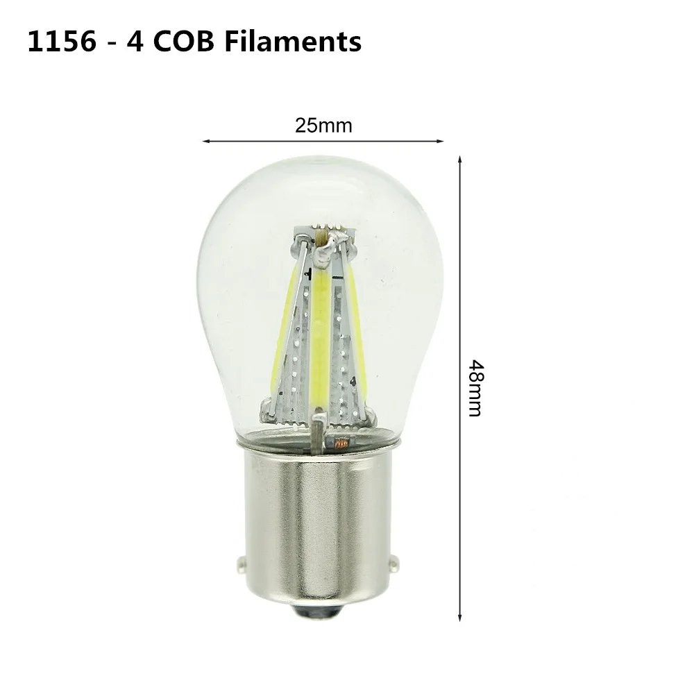 1156 - 4 COB Chips 1 шт.: ANBLUB P21W BA15S 1156 BAY15D 1157 авто фары для автомобилей COB Светодиодная лампа накаливания включение света задние тормоза лампы, сигнализирующий фонарь 12V огни DRL - Испускаемый цвет: 1156 - 4 COB Chips