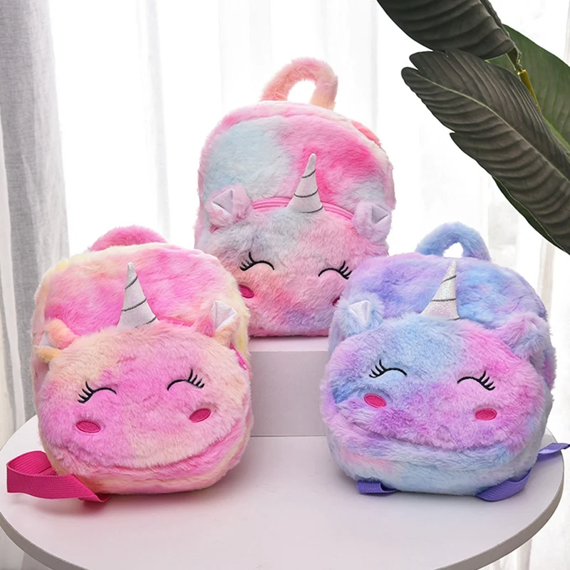 

Mini Child 3D Unicorns Cartoon Backpack Cute Plush Kindergarten School Bag Girls Travel Backpack Snack Toys Schoolbag Dropship