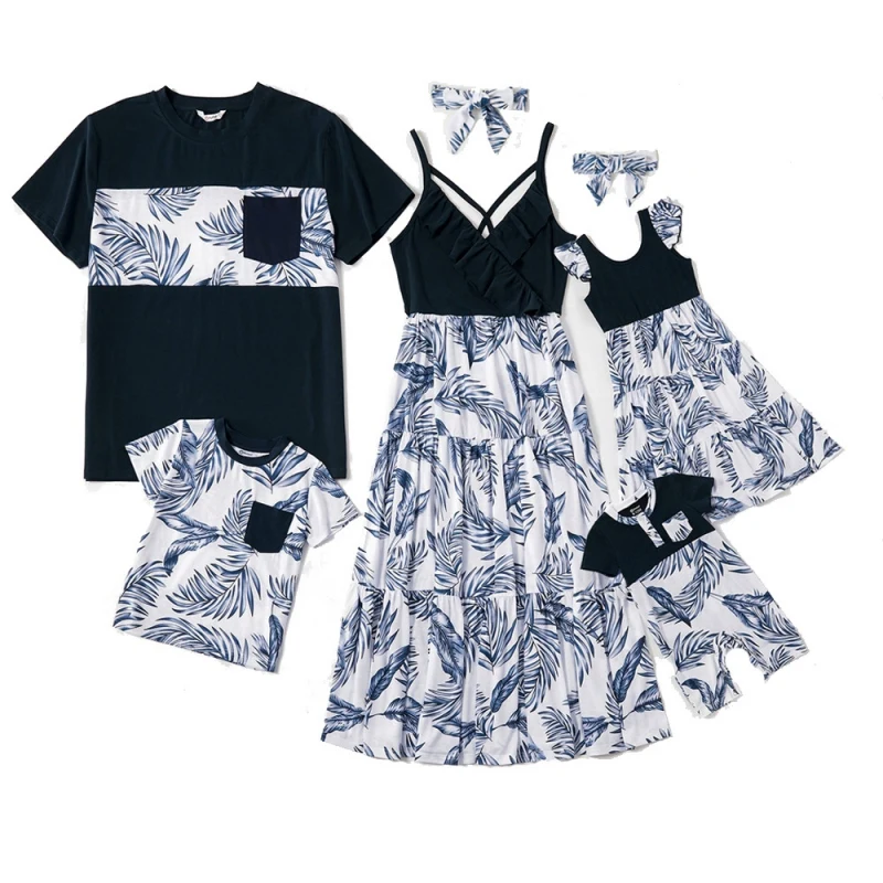 

Baywell Family Matching Clothes Summer Family Clothes Cotton Top Mom Daughter Dad Son Baby Romper Mommy Clothes Family Set