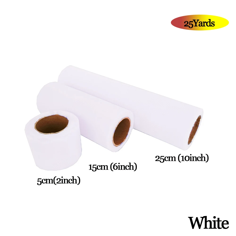 WHITE Фатиновая юбка-пачка из органзы в рулоне 5 см, 15 см, 25 см, розовый, синий цвет, Тюлевая юбка-пачка из органзы, вечерние украшения для девочек 25 лет - Цвет: WHITE