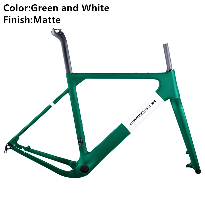 Green and White Mat Карбоновая дорожная рама 27,5 er/700c гравийная велосипедная рама mtb карбоновый дисковый тормоз Велокросс велосипедная Рама в комплекте 650b через ось 12*142 мм - Цвет: Green and White Mat