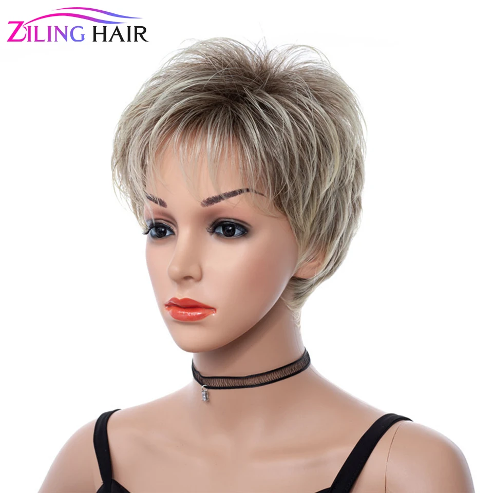 Парики из синтетических волос с эффектом омбре пепельный блонд натуральные