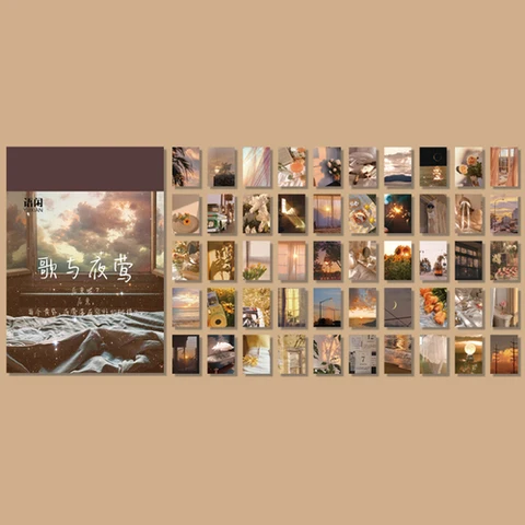 Декоративные наклейки с пейзажем, 50 листов, принты в ассортименте - изображение