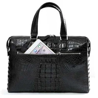 ourui new true crocodile leather male business Mens handbags new men bag