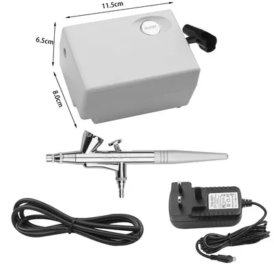 White with UK PLUG Аэрограф набор для макияжа с мини воздушным компрессором одиночное действие Аэрограф набор временная татуировка лицо тело краска дизайн ногтей воздушный набор кистей - Цвет: White with UK PLUG