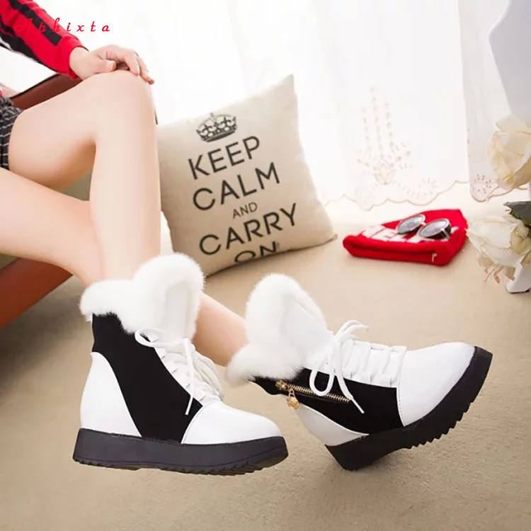 APHIXTA/зимние ботинки; женская обувь из лакированной кожи; теплые женские ботинки с плюшевой подкладкой; водонепроницаемые ботильоны на меху