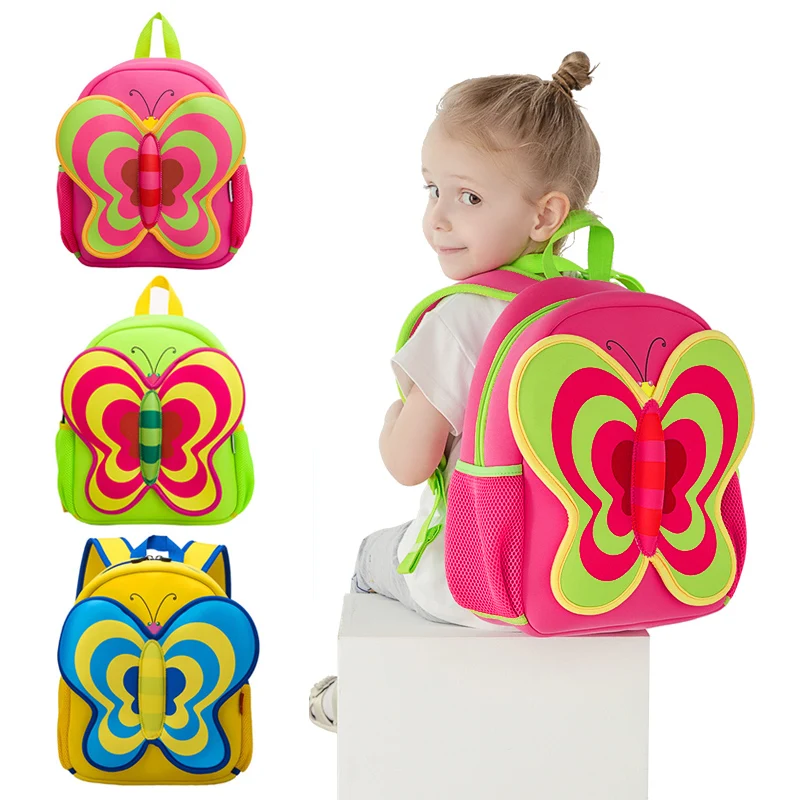 Милые детские школьные ранцы с 3D изображением бабочек для девочек, детские школьные рюкзаки для детского сада и младенца, сумки для книг