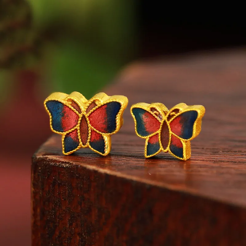

NEW 24K YELLOW GOLD BRACELET 999 GOLD COLOURFUL BUTTERFLY BRACELET