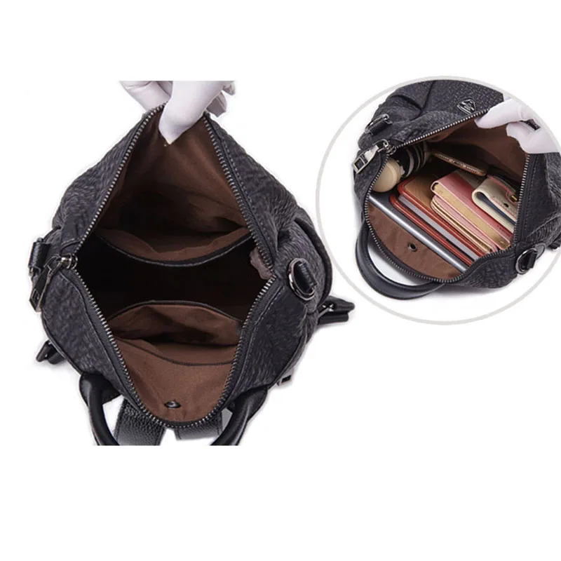 

Women Backpack Genuine Leather Backpacks Women 2021 New Fashion Shoulder Bags Female Large Capacity Solid Black Backpack Mochila