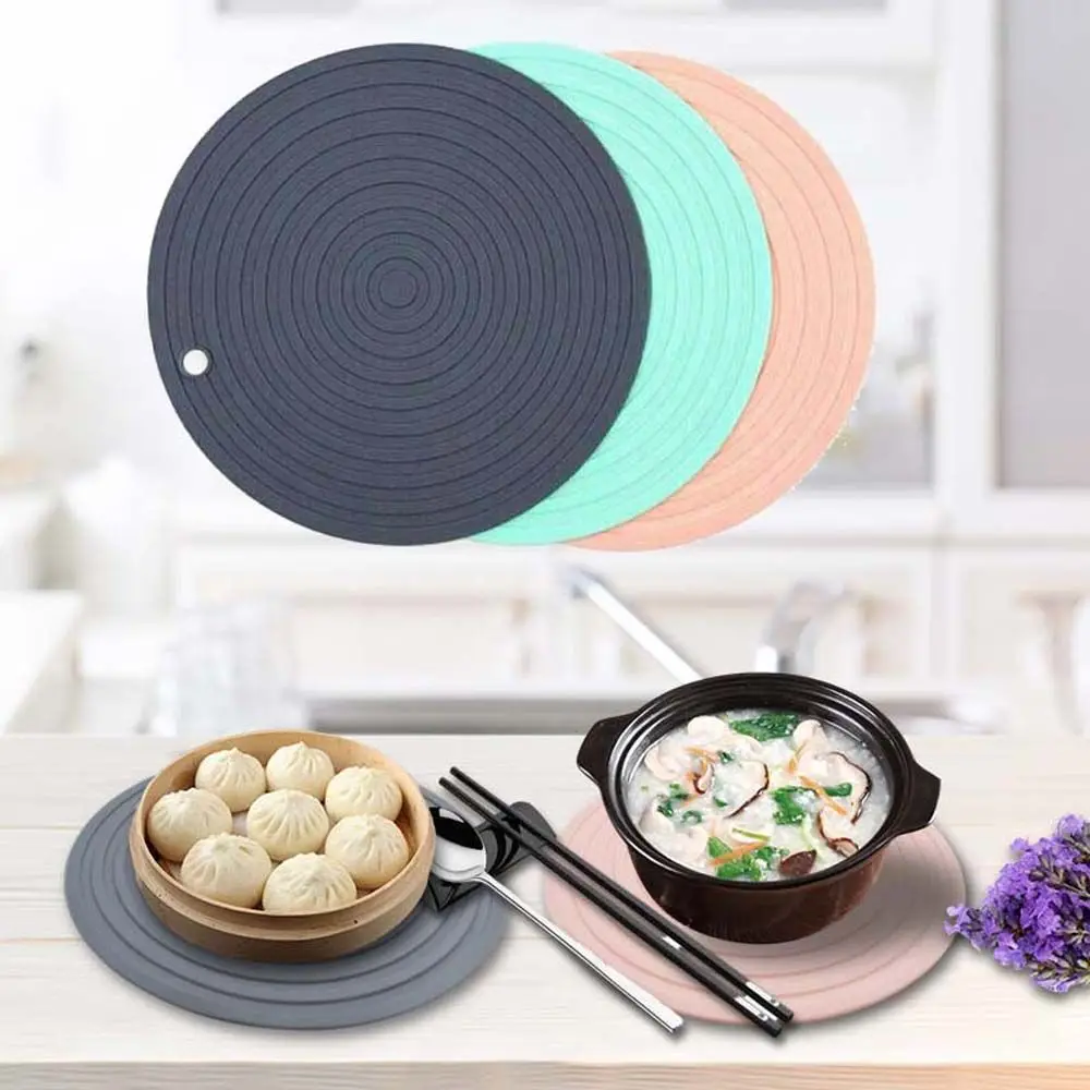 

Multifunctional Round Heat Resistant Silicone Mat Cup Coasters Non-slip Pot Holder Table Placemat Kitchen Accessories Tool