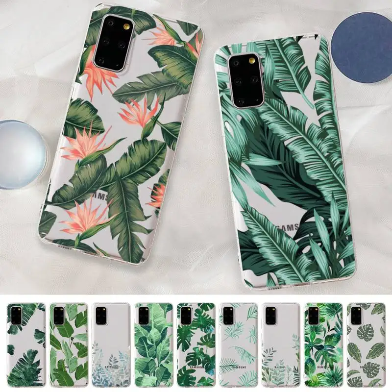 

Summer Tropical Green plants leaf Phone Case For Samsung A 10 20 30 50s 70 51 52 71 4g 12 31 21 31 S 20 21 plus Ultra