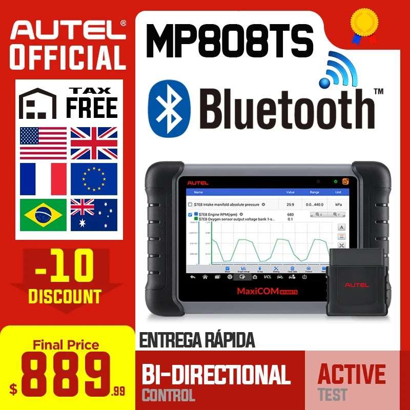 Autel MaxiPRO MP808TS диагностический инструмент Автомобильный сканер Bluetooth wifi инструмент мониторинга состояния шин программист сенсор PK MS906 TS601 DS808 MP808