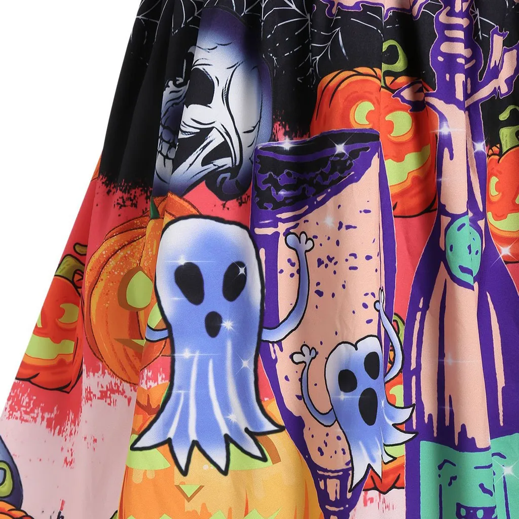 Женское платье на Хэллоуин с длинным рукавом и принтом тыквы вечерние осенние