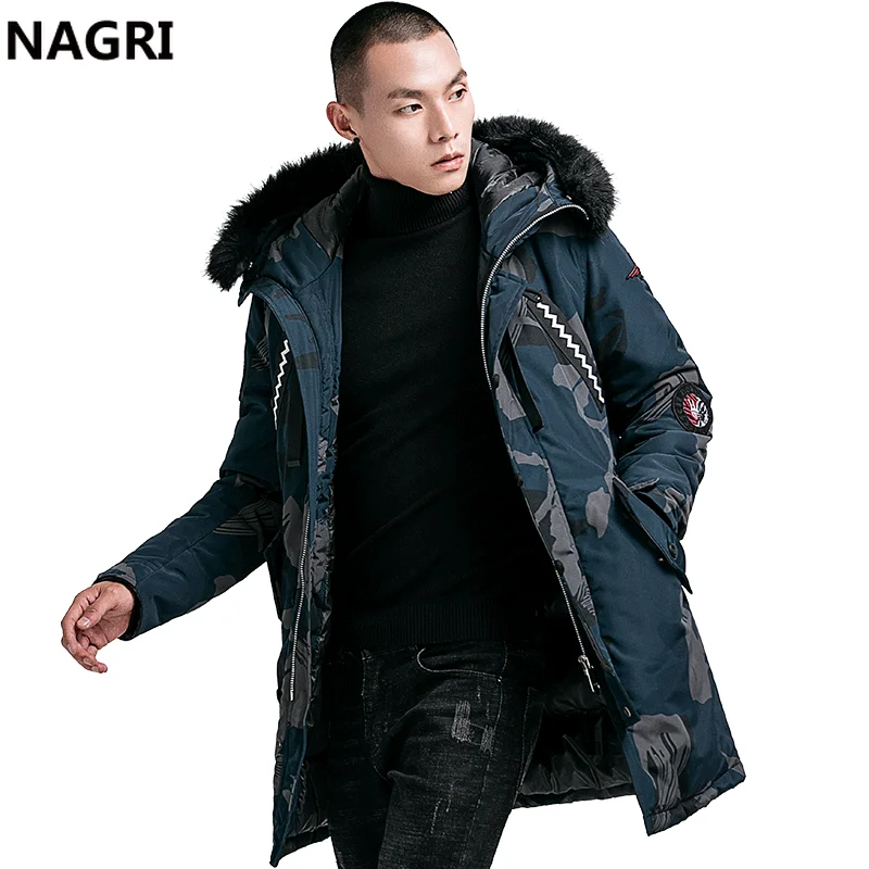 Мужская зимняя длинная куртка с меховым воротником и капюшоном|Мужские парки| |