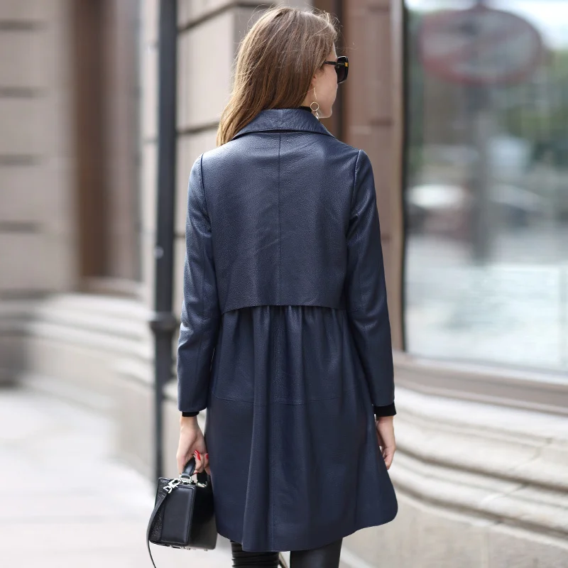 

Real Sheepskin Coat Female Genuine Leather Autumn Jacket Women Streetwear Trench Coats Korean Long Jackets MY4019