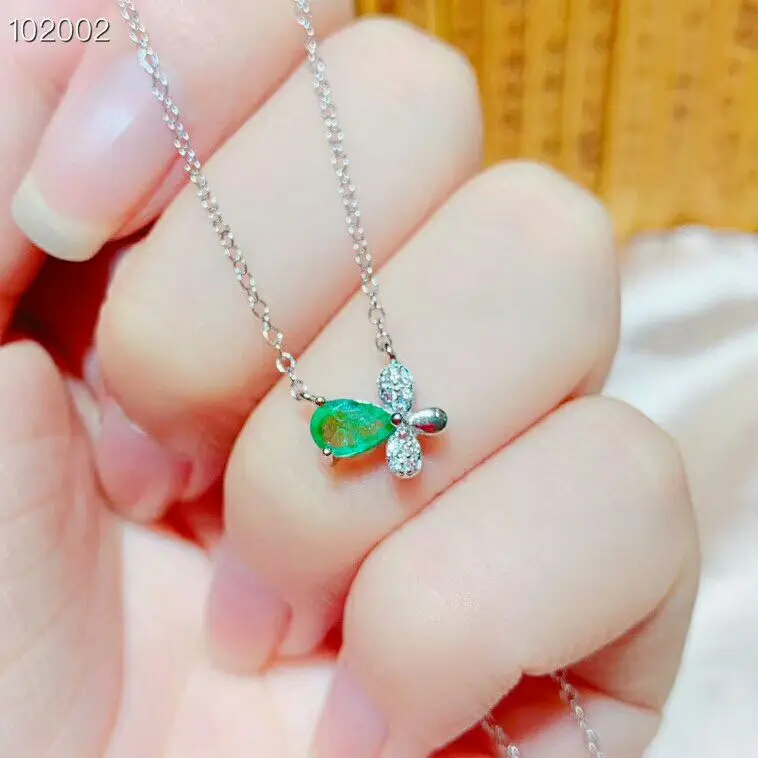 MeiBaPJ натуральный Изумрудный драгоценный камень простое ожерелье с подвеской