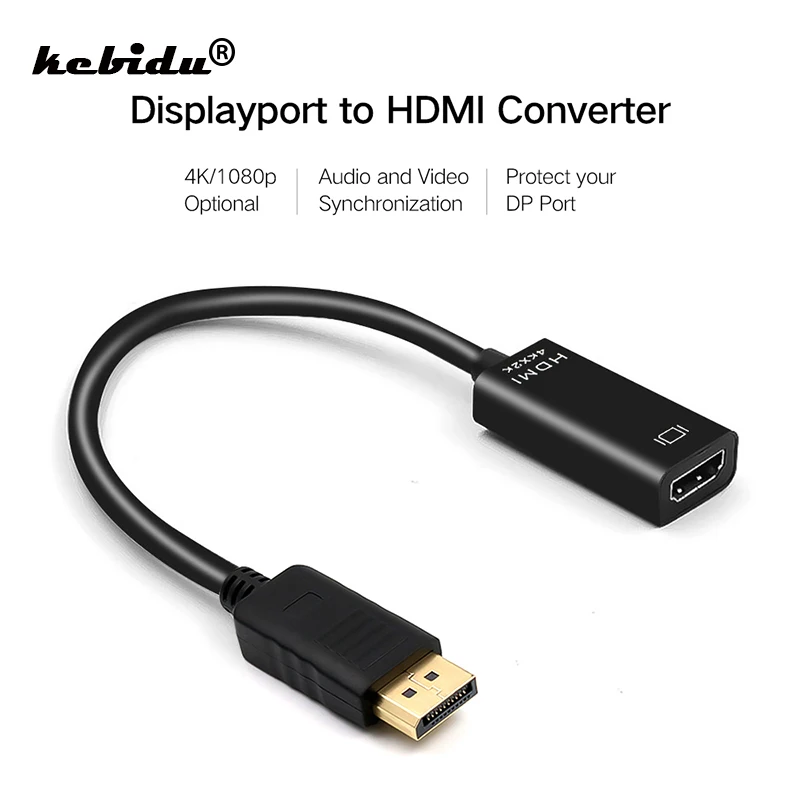 Kebidu 1080P @ 60Hz HD 4K 720P DP к HDMI совместимому кабельному адаптеру порт дисплея конвертер