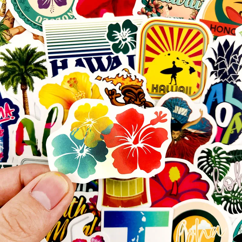 Pegatinas de grafiti impermeables para exteriores, paquete de 10/50 Uds. De dibujos animados para playa hawaiana, para monopat&iacute;n, equipaje para port&aacute;til, pegatina de juguete para ni&ntilde;os-5
