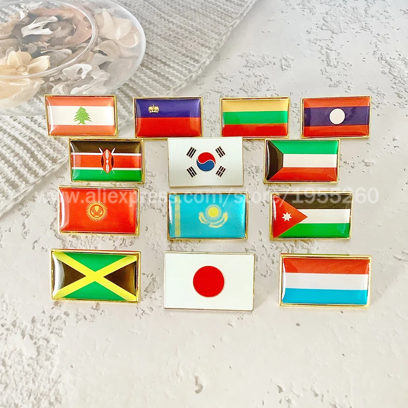 Металлическая Булавка с национальным флагом квадратная булавка по всему миру