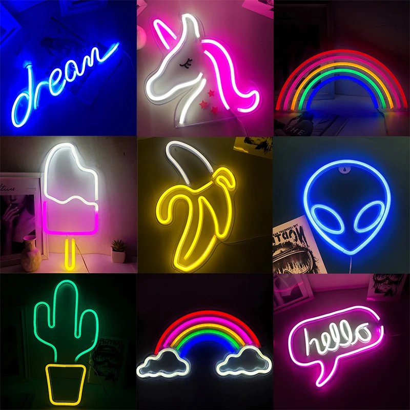 Светодиодный ная неоновая вывеска любовь мигающее облако Луна настенный плакат