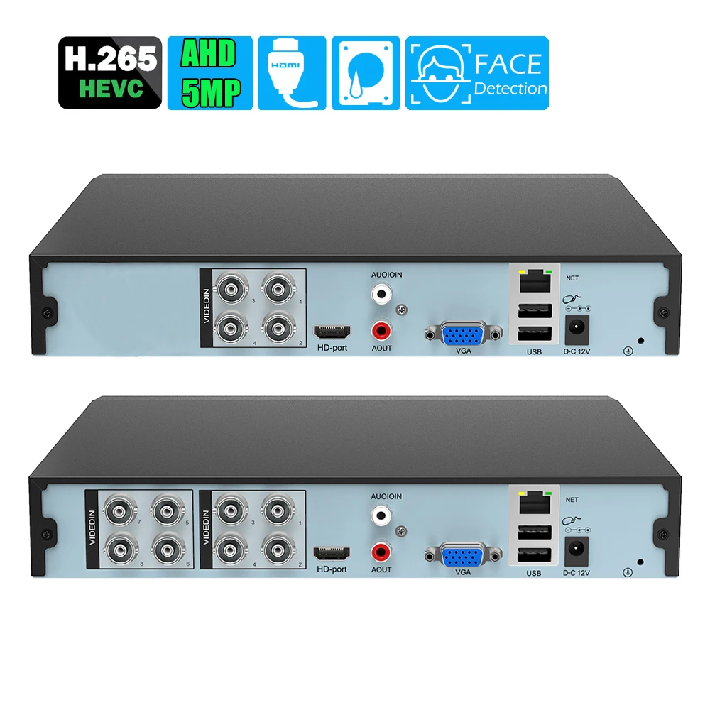 Видеорегистратор H.265 AHD DVR 4/8 канальный видеорегистратор NVR Hybrid 6 в 1 для камеры TVI CVI