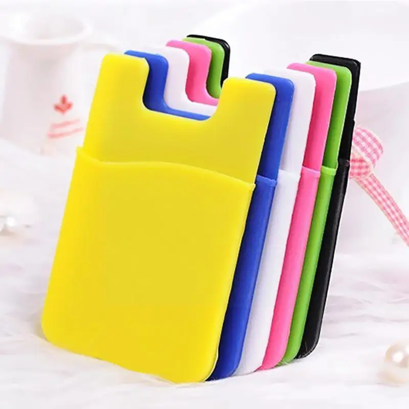 

2pcs Useful Silicone Wallet Credit Card Cash Pocket On Pouch Adhesive Stick Holder For Cellphone B2i7