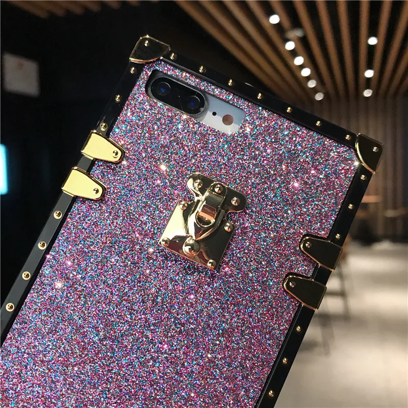Glitter Square Case For Oppo A11X A11 Realme 2 A1K IQOO Neo Y7S Reno Z X k3 A9 A5 2020 Cases Telefon Fundas Coque |