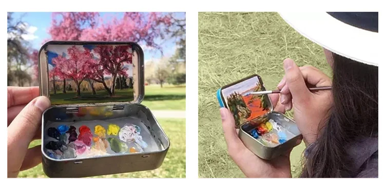 Мини железный ящик для набросков художественные принадлежности набор