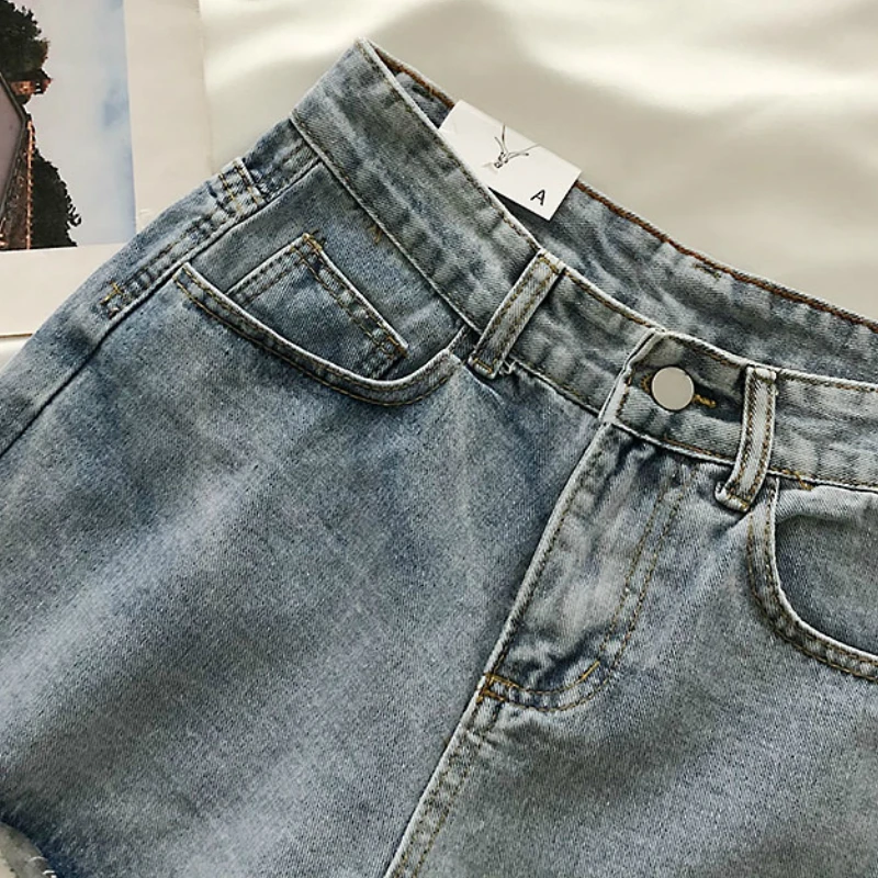 

Hot Shorts Women High Waist Button Fly Solid Simple Summer Casual Korean Style All-match Fur-lined A-line Slim Womens Ulzzang BF