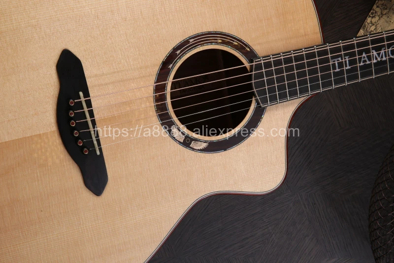 Полностью твердая гитара 41 дюйм Джамбо с твердым верхом из ели/твердый корпус Santos