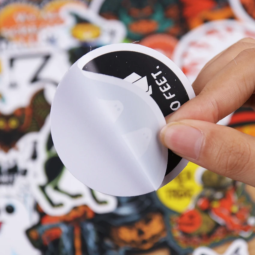 50 Uds. De decoraci&oacute;n de calabaza de Halloween, pegatinas impermeables para maleta, monopat&iacute;n, tel&eacute;fono m&oacute;vil, juguete para ni&ntilde;os-4