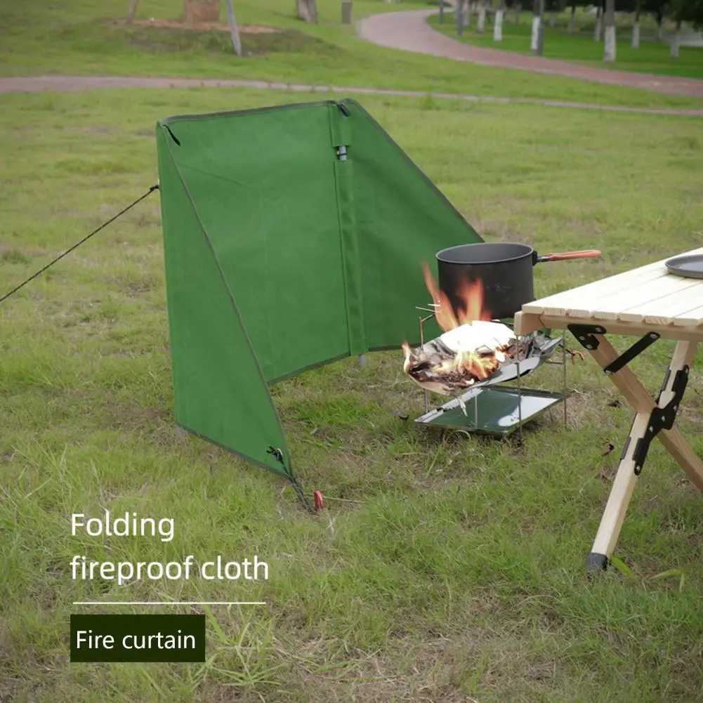 

Campfire Windshield High Stability Heat-Resistant with Holder Outdoor Camping Grills Windscreen Foldable Curtain for Picnic