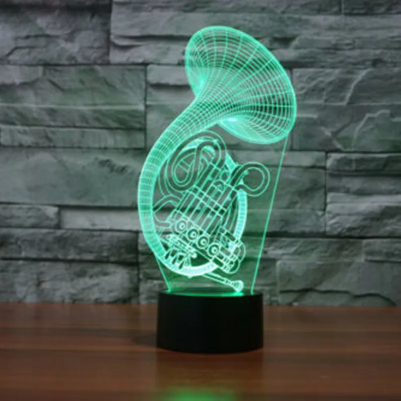 3D ночник в форме французского рога акриловый светодиодный сенсорный Настольный