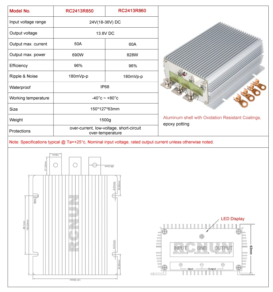 24V до 13,8 V 5A 10A 15A 20A 30A 40A 50A 60A 80A 100A Вт конвертер постоянного/переменного тока для ступенчатого понижения понижающий стабилизатор напряжения для автомобиля грузовик