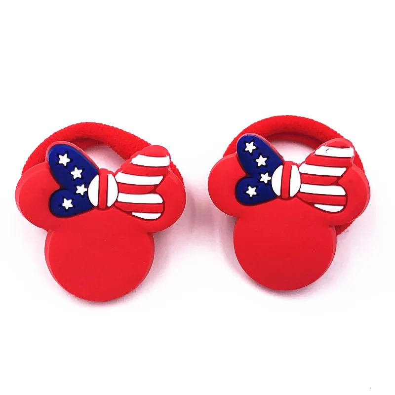 2 шт./компл. эластичные ленты для волос с Микки и Минни мягкие резиновые из ПВХ