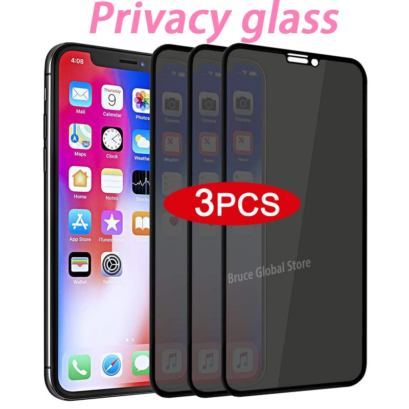 

3 шт., защитные пленки для экрана IPhone 13, 12, 11 Pro Max Mini, антишпионское Защитное стекло для IPhone X, XR, XS MAX, 7, 8, 6 Plus