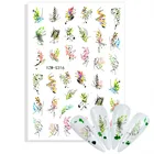 3D весенний лист стикер для дизайна ногтей цветы Букет DIY слайдер советы Геометрические линии узоры украшения Маникюр