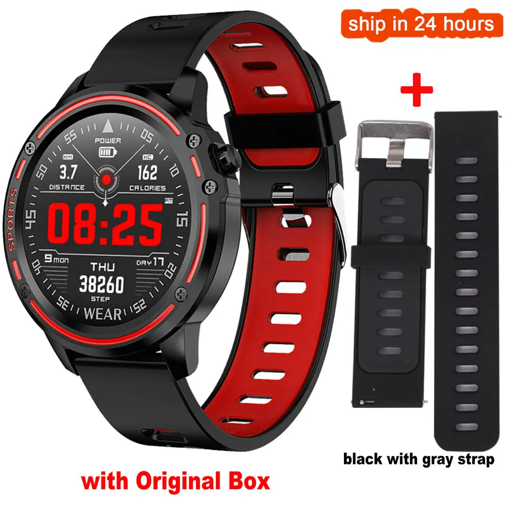 add strap L8 Смарт часы для мужчин IP68 водонепроницаемый Reloj Hombre режим SmartWatch с ЭКГ PPG кровяное давление сердечного ритма спортивные фитнес часы - Цвет: add strap