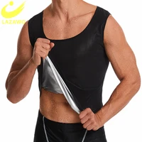 lazawg mens sauna sweat suits gym body shaper waist trainer slimming tank top shapewear fat burning abdomen fitness sport vest