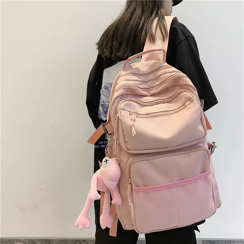 Tiptoegirls Mesh Pockets Nylon Travel Backpack Fashion Lady Laptop Bag College Schoolbag Frog Pendant Leisure | Багаж и сумки