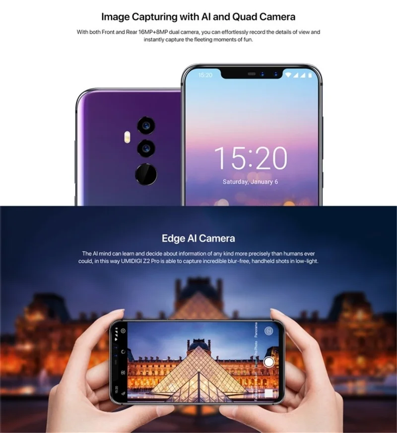 original new umidigi z2 pro 6gb 128gb smartphone octa core helio p60 4g lte nfc 3550mah 16mp 6 2 cost effective mobile phone free global shipping