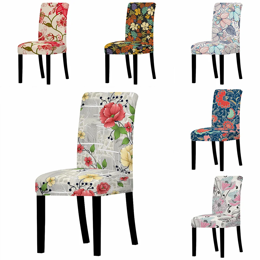 Фото Цветочные платья полиэстера чехлы на стулья с цветками эластичное сиденья
