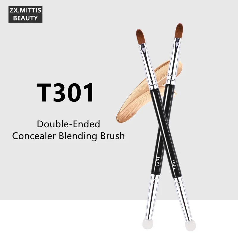 

T301 Double-Ended Concealer Blending Makeup Brush - Precision Concealer Eye Nose Sponge Blending Beauty Cosmetics Tools