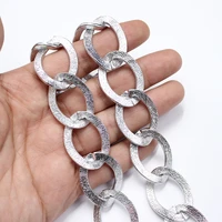2 meter 33mm silver plated aluminum circle copper fashion bezel set chain paperclip neck chain pearl necklace making diy