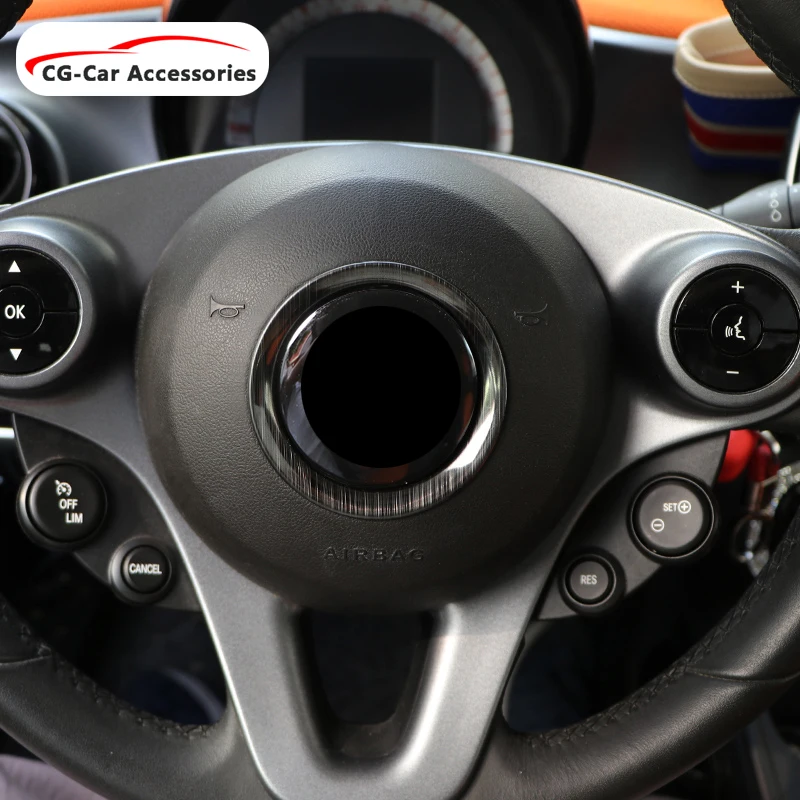 

Auto Steering Wheel Metal Decorative Cover Car Accessories Interior Modification For Mercedes Brabus Smart Fortwo Forfour 453