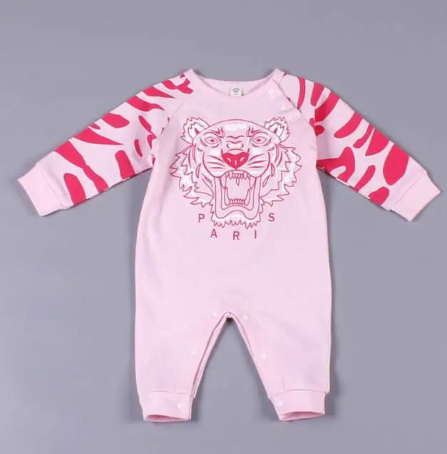 Pink tiger Г. Осенние детские комбинезоны с длинными рукавами и шапками, 2 шт., одежда для маленьких девочек комплекты одежды для новорожденных с рисунками животных Микки и Минни - Цвет: Pink tiger
