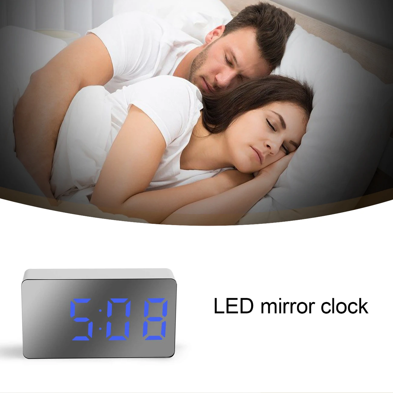 

Digital Alarm Clock Mirror Clock Dimmable Led Electronic Digital Desktop USB/AAA Powered Electronic Snooze Large Number Clock