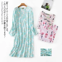 sweet knit cotton nightdress women nightgowns long sleeves sleep dress women autumn pyjamas sleepwear plus size
