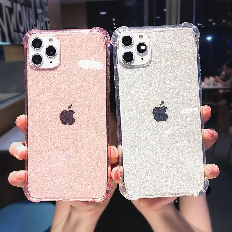 Блестящий прозрачный противоударный чехол для телефона iPhone 12 11Pro Max X XR XS 8 7 6 6S Plus SE2