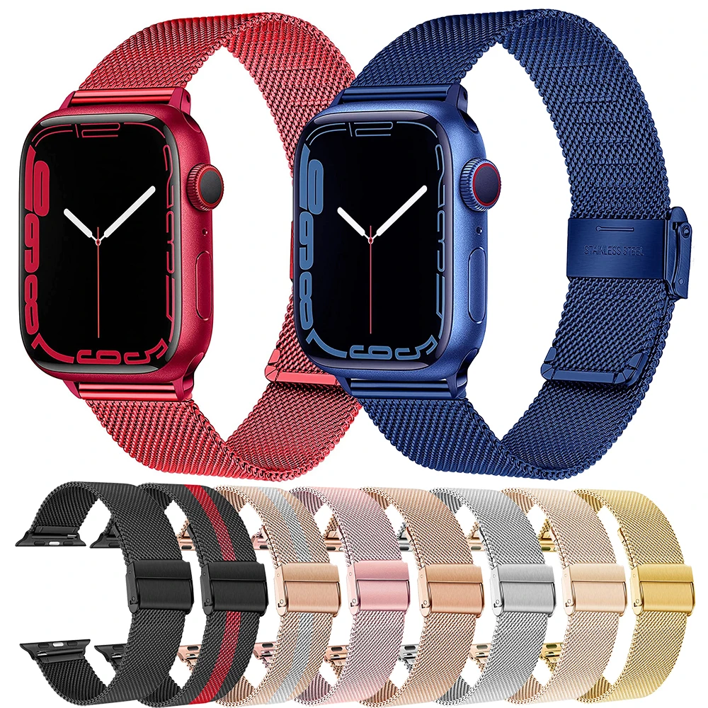 Плетеный сетчатый Браслет Essidi для Apple Watch Series 7 41 45 мм se 6 5 4 40 44 ремешок Миланская